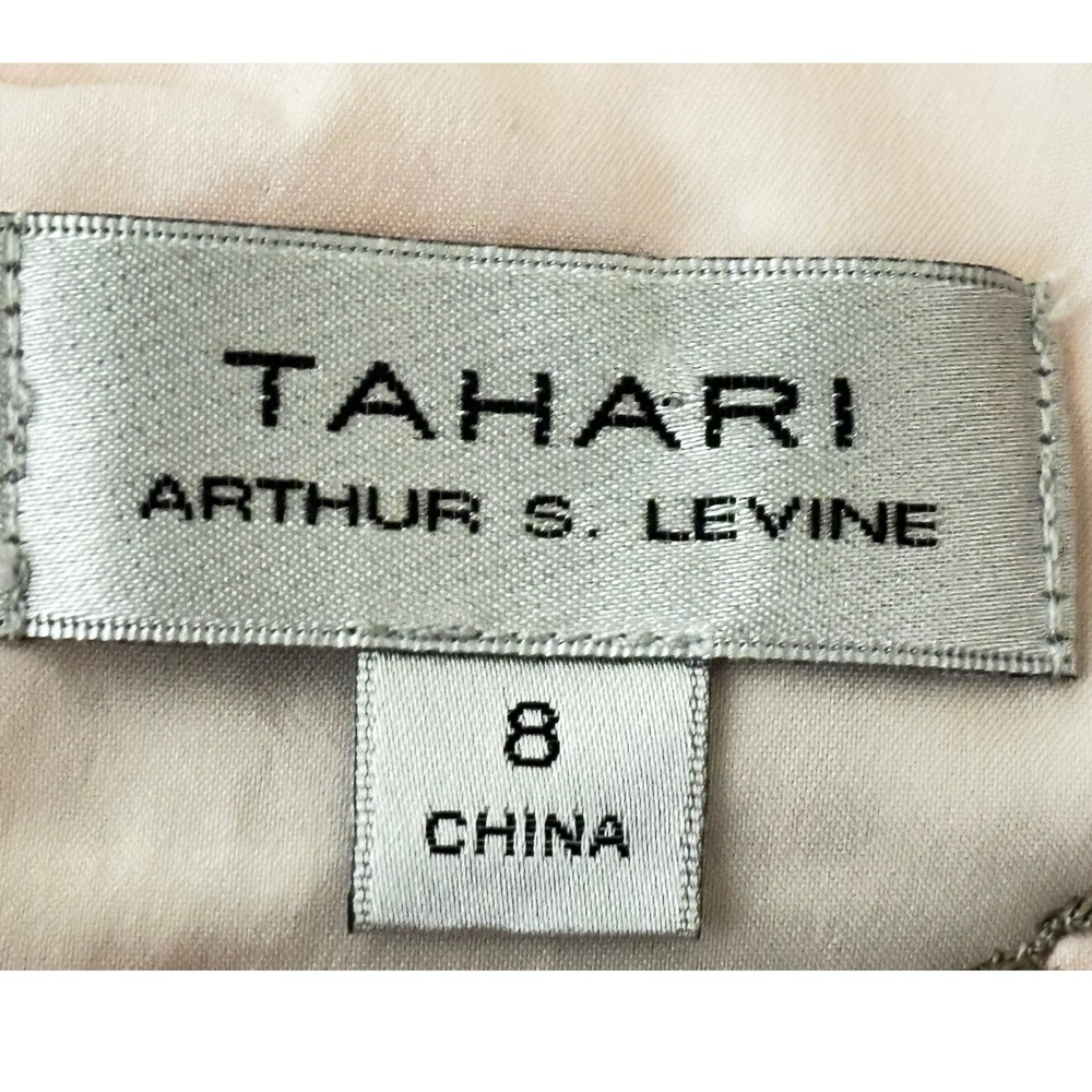 Tahari Arthur S Levine Womens Size 8 Pink Brown Lace Stripe Blouse Short Sleeve - Picture 4 of 9
